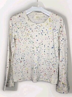 Anthropologie Maeve White Speckled Multicolor Sweater
